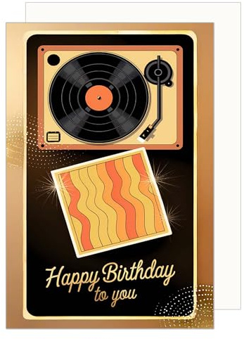 Edition Seidel Biglietto di auguri di compleanno con busta, biglietto di auguri per compleanno, Happy Birthday, uomo e donna, disco in vinile (G3743 SW025)