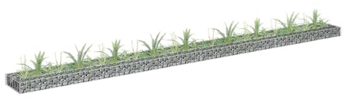 HaoChrymec Gabbione Rialzato in Acciaio Zincato, Gabbioni Metallici per Pietre con Struttura Saldata, Fioriera da Esterno per Giardino e Bordure, 360 x 30 x 10 cm