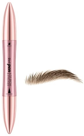 2 en 1 Microblading - Lápiz de cejas con delineador de ojos, lápiz de cejas de 4 puntos, lápiz de cejas con doble punta para mujeres y delineadores de ojos