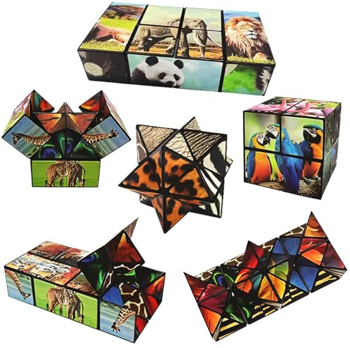 DxxD Cube Tierwürfe Zauberwürfel-Set, 2 in 1 Zauberwürfel Infinity, Magic Puzzle Cubes, Unendlichkeitswürfel Magische Puzzle Würfel für Kinder Erwachsene, Geschenke ab 4 5 6 7 8 9 Jahre Jungen Mädchen