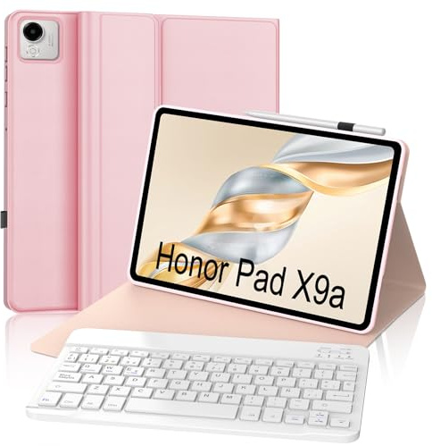 SENGBIRCH Funda con Teclado para Honor Pad X9a 11.5, Español Ñ Teclado QWERTY Diseño para Honor Pad X9a 2025 11.5 Pulgadas, Magneticamente Desmontable Keyboard, Rosa
