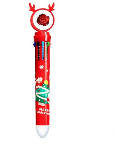 no/no Bolígrafo multicolor con diseño de árbol de Navidad, árbol de Navidad, diseño de arbusto de rosas británicas