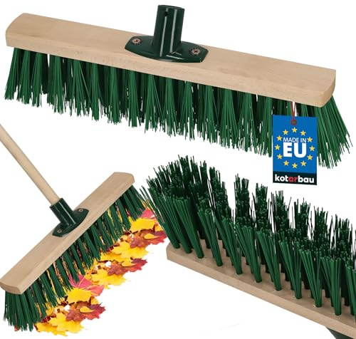 KOTARBAU® Gatukvast - Industrikvast - Uteborste - Sopborste - Bokträ - 40 cm - Grön - Sopkvast - Trädgårdskvast - Nylon Hård Borst - Utan Skaft för Inomhus Utomhus - Trädgård Gård Verkstad