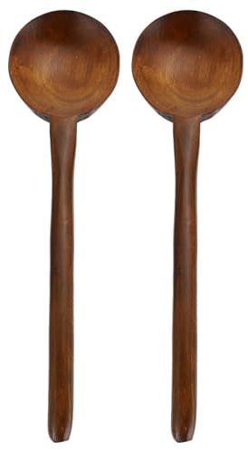 PRETYZOOM 2piezas Cucharas Soperas De Madera Cucharón Asiático Para Sopa De Fideos Cuchara Antiadherente De Madera Para Servir Para Mezclar Remover y Cocinar Gachas De Ramen Japonesas