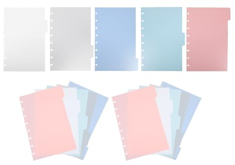 FONDOTIN Set da 3 Divisori con Linguette in Plastica Pp, Fogli di Indice per Raccoglitori ad Anelli 5,5x8,5, Divisori per Quaderni e Planner, Separatori per Cartelle e Organizzazione