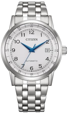 Citizen TSUYOSA Herrenuhr Edelstahl, Weiß, 40 mm, NJ0210-56A | Mechanisch, Handaufzug Nötig, Kristallglas, 5 bar Wasserdicht, 40 Stunden Gangreserve, Edelstahlband