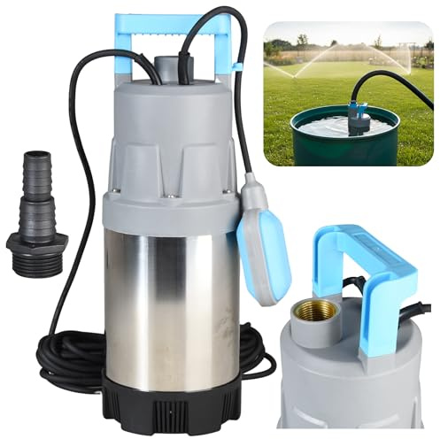 Pompe Submersible FLOX 35P INOX avec Flotteur pour Eaux Propres (900 W, 6000 l/h, hauteur de refoulement 35 m) - Pompe Immergée pour Récupération d’Eau de Pluie, Arrosage Jardin, Piscine et Cave