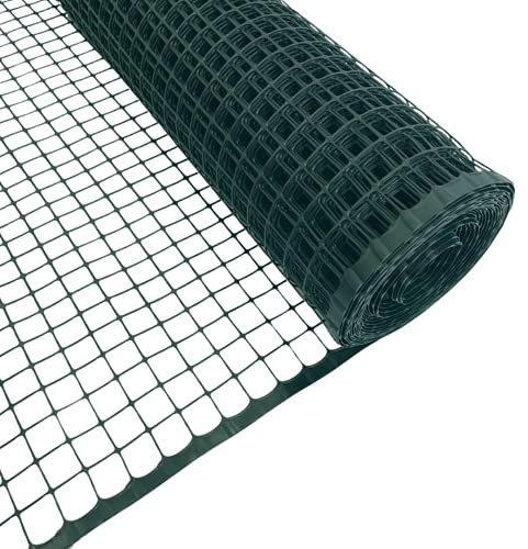 Plastic Mesh Fencing | 1m x 10m | 20mm Holes | Green | Netting For Garden Fences, Plant Support, Tree Guards, Reusable Plastic Mesh For Climbing Plants, Vegetables, Pets