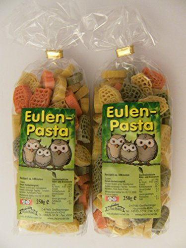 Pfalznudel Streuteile Eulen aus Nudelteig, 2X 250 g, Nudeln, Pasta, Dekoration, Delikatesse, Tiere, Eule, Vogel
