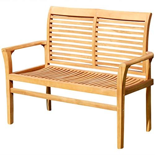 ASS Teak Design Gartenbank Parkbank Sitzbank 120cm 2-Sitzer Bank Gartenmöbel Holz sehr robust JAV-ALPEN120