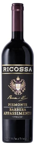 Ricossa Barbera Piemonte Doc Appassimento - Vino Rosso Piemontese da Uve Barbera - Anticonformista, Moderno, Rotondo, Morbido - Frutti di Bosco, Vaniglia, Violetta - 14% Vol - 750ml