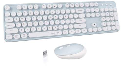 UBOTIE Colorful Wireless Keyboard and Mouse Combo (Green-White)
