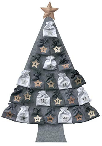 XXL-Adventskalender, Tannenbaum, Adventskalender, zum Befüllen, fast 120cm groß, grau