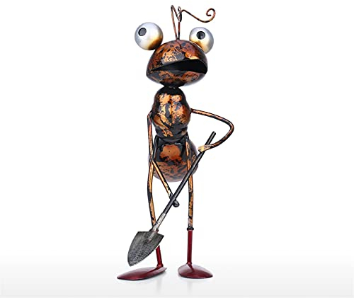 Gartenstatuen 13inch Ant Skulptur Eisen-Karikatur Ameise mit abnehmbaren Eimern Garten oder Schreibtisch Dekor Saftige Blumentopf Tränke Lagerung Dekorative Gartenskulptur ( Color : Light Yellow )