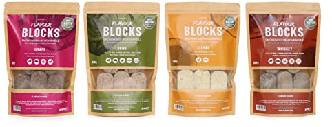 McBrikett Flavour Blocks, Räucherholz, Smokewood, Chunks, 4er-Set á 800g, 100% Natur, extra langes Raucharoma