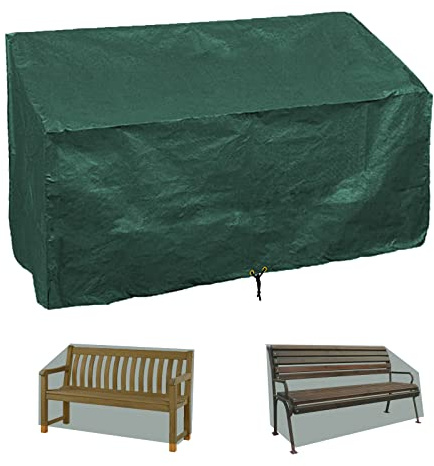 RICHIE Garden Bench Covers Waterproof, Outdoor Patio Bench Cover 2 seater, Garden seat cover 134x66x63/89cm, Bench Covers with Drawstring, Anti-UV Wind Waterproof Polyethylene Furniture Cover, Green
