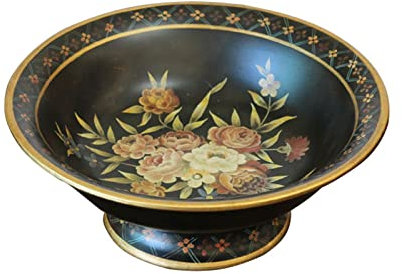 PEVSCO Tazones de Frutas Plato de Fruta Nuevo Chino Retro Pintado a Mano de cerámica frutero hogar Sala de Estar decoración de Porcelana Negra frutero Plato de Dulces Tazones de Verduras de Fruta