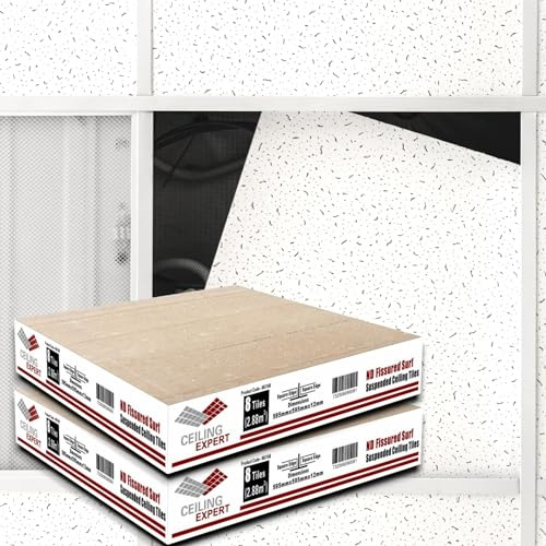 Suspended Ceiling FINE ND FISSURED Board Tiles 595mm x 595mm x 12mm 600mm x 600mm 16 Tiles Pack Acoustic Sqaure
