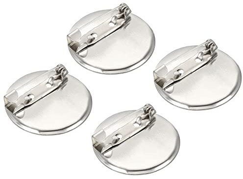 sourcing map 50 Stück Brosche Basis 29mm Broschennadeln Sicherheitsnadeln Anstecknadeln zum Basteln mit Löchern für Ausweise Namenskarten Tags DIY Schmuck Handwerk Silber Ton