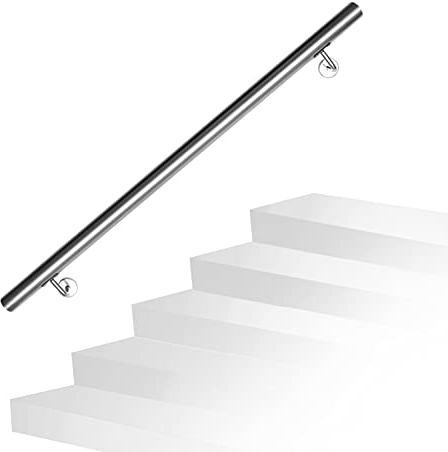 Daromigo Edelstahl Handlauf Treppengeländer Geländer Wandhandlauf Wand Treppe mit Wandhalterung und Endkappen, Treppengeländer Innen und Außen für Treppen, Brüstung, Balkon, Länge: 100 CM