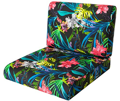 Cojín de ratán NEL, Cojín para Palés, HOBBYGARDEN, Exterior/Interior, Muebles de Jardín, Columpio Hollywood, Cojín de Asiento, Hojas de Colores, Tamaño 1: 50 x 50 cm