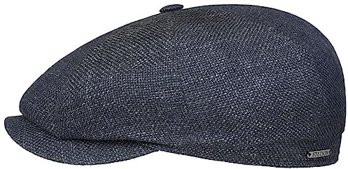 Stetson Hatteras Ellington Flatcap Melierte Mütze Klassische Schiebermütze Wide-Fit Style Made in EU Damen Herren Ganzjährig blau-grau 61 cm