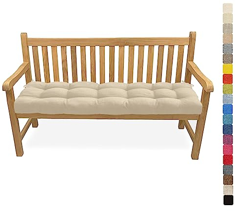 Lsjoaw Bankauflage Bankkissen 180X40X6CM Sitzauflage Sitzkissen Bank Bankpolster Sitzpolster Auflage für Gartenbank Sitzbank & Hollywoodschauke Outdoor/Indoor,Color#1 Cremefarben