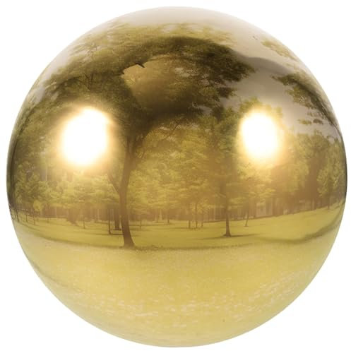 PRETYZOOM Edelstahl Gartenkugel 250mm Ti Gold Spiegelkugel Hohlkugel Reflektierende Deko Kugel Für Garten Und Haus