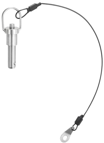 QUARKZMAN 1 Stück Kugelsperrbolzen mit Knopfgriff, 8 mm Stift-Durchmesser, 15 mm Nutzlänge, Schnellverschlussstift mit Sicherungsseil, Sicherungsstifte 304 Edelstahl