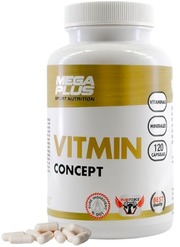 Vitaminas - Vitmin Concept Mega Plus - (142020) - 120 Capsulas de vitamina para Deportistas Rico en Vitamina e, Vitamina c, Vitamina d - Optimiza el Rendimiento.