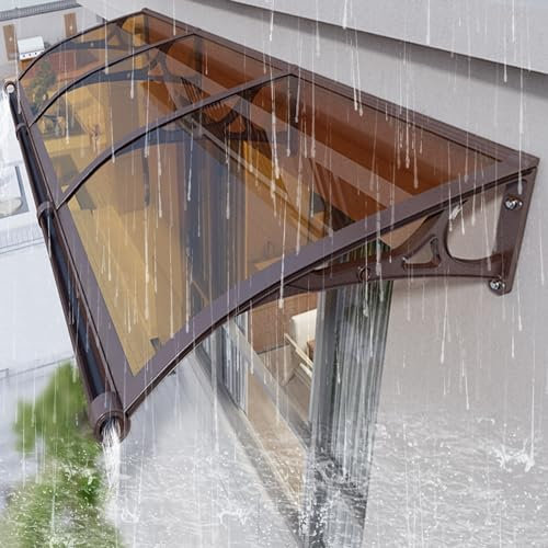 Moderne Aluminium Toit muet Abri, Extérieure Auvent de Porte et Fenêtres en Polycarbonate, Auvent de Porte Entrée, Voûté Toit Marquise de Porte, Protection Contre La Pluie Neige UV. ( Color : Brown ,