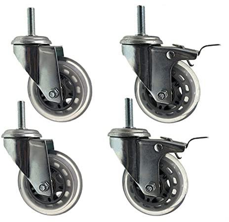4X Ruedas para Muebles con Vástago, Ruedas Giratorias de Servicio Pesado de 75 mm para Carros, Capacidad de Carga 200 kg, Ruedas Giratorias de Repuesto para Muebles con Vástago, M8 x 30 mm,