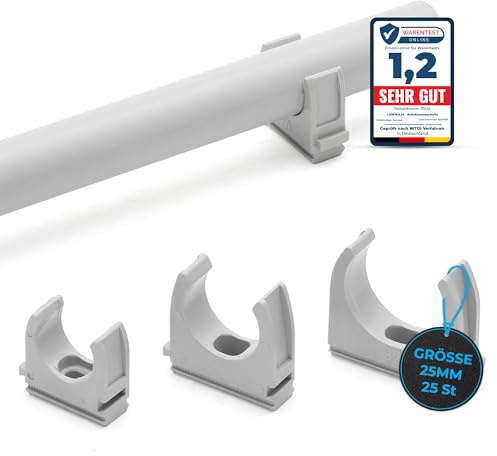 25 Stück Lewika24 PVC-Rohr-Klemmschellen 25mm,Perfekt für Elektroinstallation, Kabelmanagement, langlebig & zuverlässig, einfache Montage, vielseitig einsetzbar.