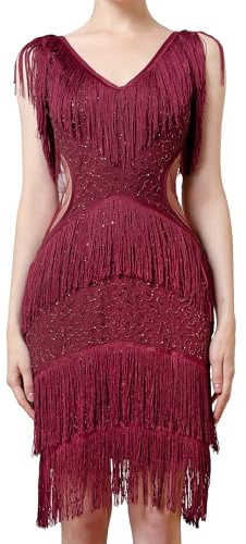 MUNAFIE 20er Jahre Kostüm Damen Fransenkleid Pailettenkleider Glitzerkleid für Damen 1920er Gatsby Charleston Party Kleider Damen