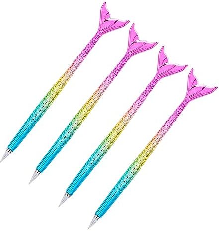 SHINEOFI 4pezzi Penne Sfera Colorate Tema Sirena Da Penne Decorative Per Scrivere Disegnare e Annotare Modo Creativo