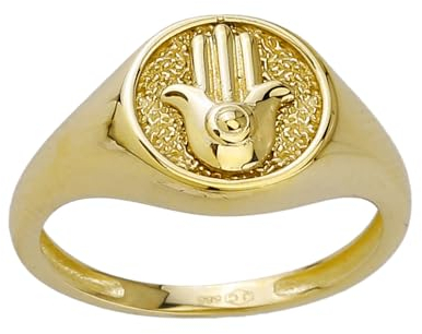 JC Schmuck Echt 585 Gold Damen Ring Siegelring Schmuckring mit Lebensbaum Design in Gelbgold Größe wählbar Schmuck für Frauen Unisex | Made in Germany I 8704