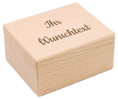 LAUBLUST Schmuckkästchen Personalisiert aus Holz - Kleine Geschenkbox mit Wunschtext - ca. 10 x 8 x 5cm, Natur | Personalisierte Geschenke für Frauen - Schmuckkasten für Mädchen | Ohrring Aufbewahrung