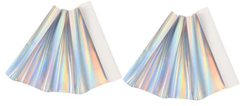 SEWACC 2 Stück Blatt -Illusion-pu-Leder Patchworkstoff Glitzer-pu-Handwerk Farbiges DIY-Material Farbe Stoff Farbiger Stoff Farbige Stütze DIY-versorgung Verspiegelter Stoff Silver