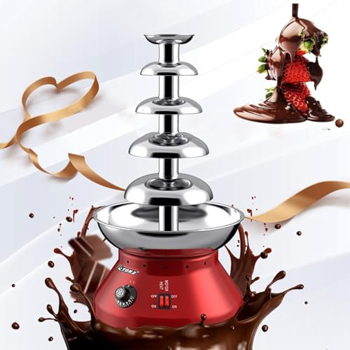 Large Size Chocolate Fountain，4/5 Tiers Commercial Stainless Steel Chocolate Fountain with Hot Melting Pot Base，Chocolate Melting Heating Machine with Temperature Control，Party Wedding fifth