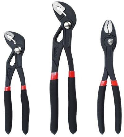 3PCS Groove Joint Pliers Set, 7Inch 10Inch Water Pump Pliers, 8Inch Slip Joint Plier,Fast Adjustable Channel Locks Plier Set Quick Release Slip Joint Pliers Set V-Jaw Tongue for Gripping, Repair
