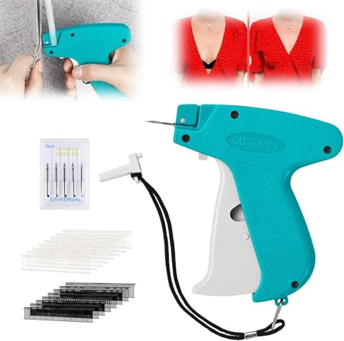 Quick Clothing Fixer Stitch Gun for Clothes Mini Portable Clothing Sewing Fixer Speedy Tagging Gun Quick Repair Garment Handheld Sewing Machine Zip Stitch Tool with 1000pcs Glue Needle for Designers