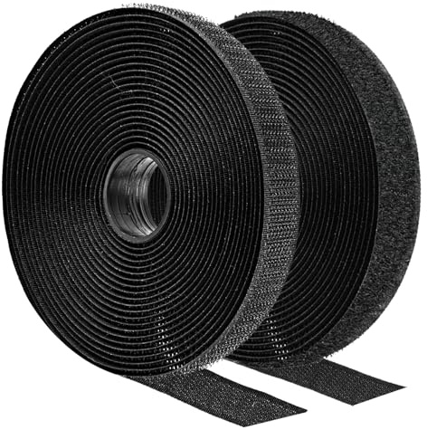 Klettband Klettverschluss zum Nähen Set, 16mm x 5m Klettband zum Aufnähen | Schwarz, Wiederverwendbar, Extra Starke,Flausch & Hakenband für Kleidung, Heimtextilien, aus Nylon-Polyester
