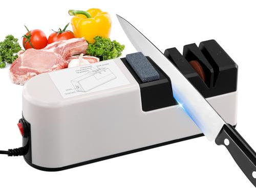 Electric Knife Sharpener, 5-in-1 Knife Sharpening System with Coarse Fine Scissors Sharpening & Sharpening Stone for Efficient Sharpening and Repair, Diamond Wheel Sharpener for Most Kitchen Knives