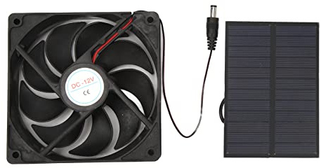 Ventilateur Solaire, 12 V 3 W Kit de ventilateur solaire extérieur en silicium monocristallin ventilateur DC résistant aux intempéries pour caravanes camping cars toilettes et niches pour animaux