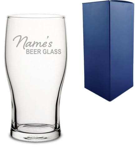 Personalised Engraved Pint Glass with Name's Beer Glass Design & Gift Box | Funny Beer Glasses, Birthday Gift for Him, Men Gifts, Gift for Dad