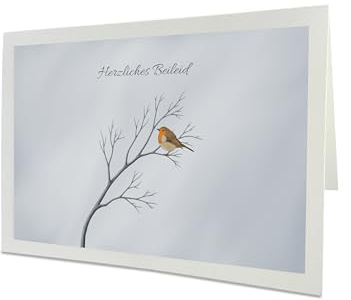 Rotkehlchen Trauerkarte Herzliches Beileid Grau Beileidskarte mit Umschlag