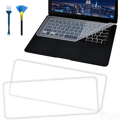 Lot de 3 protections de clavier compatibles avec Asus Lenovo Acer Hp Dell 15-17 et 2 brosses de clavier en silicone anti-poussière, ultra fines, haute transparence, imperméables (couleur 1)