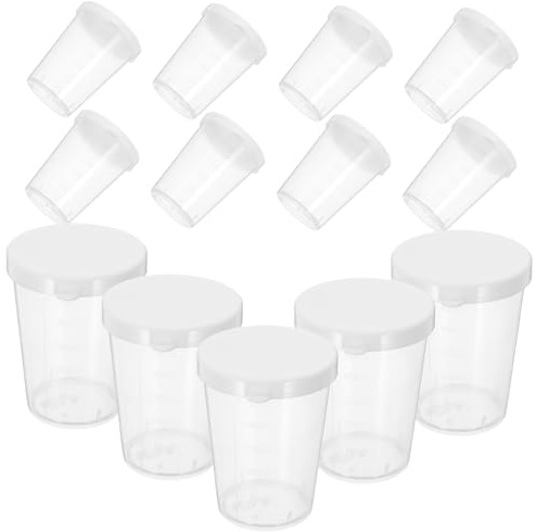 LIGIGWASH 20pcs Laboratory Measuring Cups Screw Lid Graduated Plastic Cups for Epoxy Mixing and Liquid Sample Collection