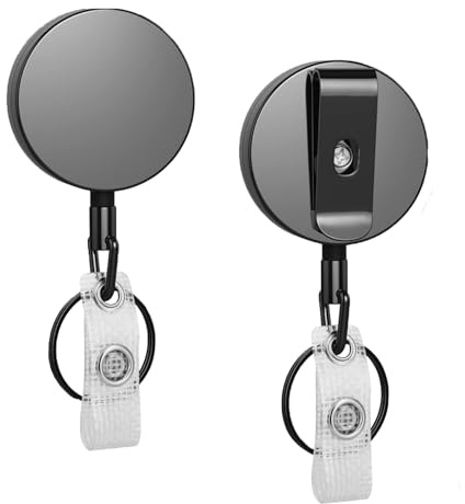 2 PCS Retractable Keychain,Heavy Duty Badge Reel, Retractable Badge Clip,Upgrade Retract Badge Holders,Premium Heavy Duty Metal ID Badge Holder with Belt Clip Key Ring for Name Card Keychain