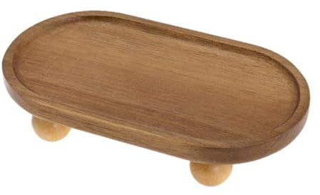 Baoblaze Wooden Riser Tray Pedestal Stand Platter Decorative Plate Holder Jewelry Candle Tray Wooden Soap Dish Trays for Display for Sink Living Room Birthday Candle Wedding, Short Oval